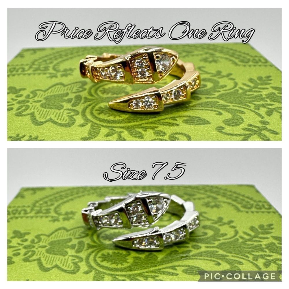 NWOT Tag, s925 marked "Snake" ring in gold tone and silver, size 7.5 !